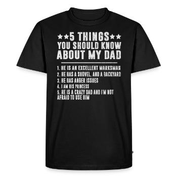 Papa chéri père et fille papa fils papa - T-shirt Premium bio Homme - noir - Devant - Nico (187cm)