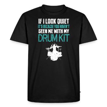 Batteur Drum Bass Drum Drummer Drummer Drumsticks - T-shirt Premium bio Homme - noir - Devant - Nico (187cm)