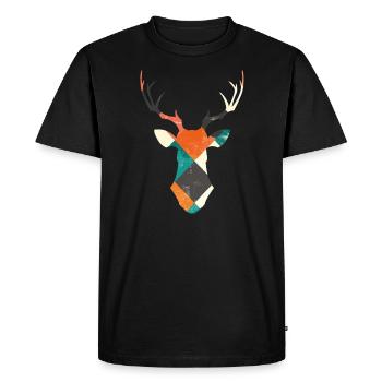Deer Head Deer Staghorn Deer Hunter - Men's Premium Organic T-Shirt - black - Front - Nico (187cm)