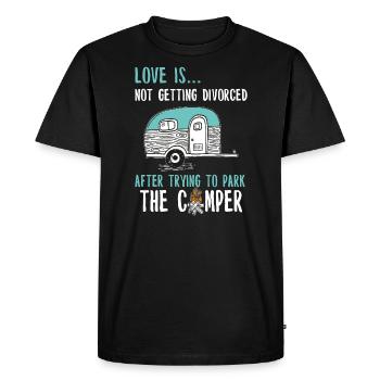 Camper camping caravan camp fire tents - Men's Premium Organic T-Shirt - black - Front - Nico (187cm)