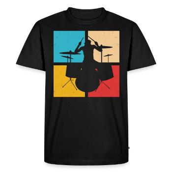 Drummer Retro Drummer Drums Drums - Men's Premium Organic T-Shirt - black - Front - Nico (187cm)