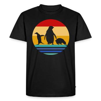 Penguin retro 70s animals animal lover animal - Men's Premium Organic T-Shirt - black - Front - Nico (187cm)