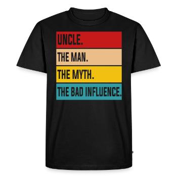 Uncle Uncle Man Myth Bad Influence - Men's Premium Organic T-Shirt - black - Front - Nico (187cm)