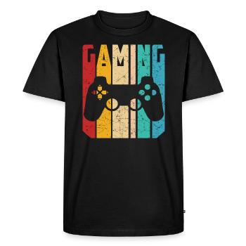 Gaming Retro Gamer Online Games Controller Joystick - Men's Premium Organic T-Shirt - black - Front - Nico (187cm)