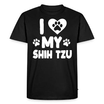 J'aime ma race de chien d'amour de chien de chien de Shih Tzu - T-shirt Premium bio Homme - noir - Devant - Nico (187cm)