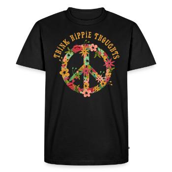 Hippie Hippies Peace Peace Signe amour - T-shirt Premium bio Homme - noir - Devant - Nico (187cm)