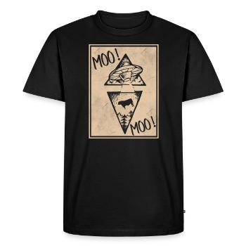 Cow Ufo Alien Spaceship Cows Alien - Men's Premium Organic T-Shirt - black - Front - Nico (187cm)
