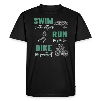Triathlon Triathlète Natation Cyclisme - T-shirt Premium bio Homme - noir - Devant - Nico (187cm)