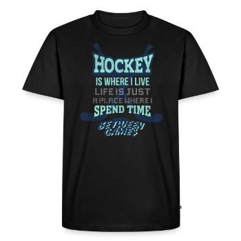 Hockey sur glace Hockey sur glace Joueur de hockey Équipe de hockey - T-shirt Premium bio Homme - noir - Devant - Nico (187cm)