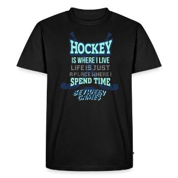 Hockey sur glace Hockey sur glace Joueur de hockey sur glace - T-shirt Premium bio Homme - noir - Devant - Nico (187cm)
