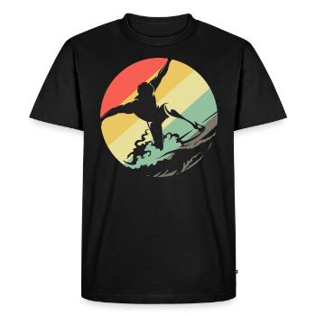 Surf Surf Surf Surf Retro Waves - T-shirt Premium bio Homme - noir - Devant - Nico (187cm)