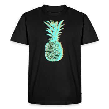 Soleil vacances ananas 3D - T-shirt Premium bio Homme - noir - Devant - Nico (187cm)
