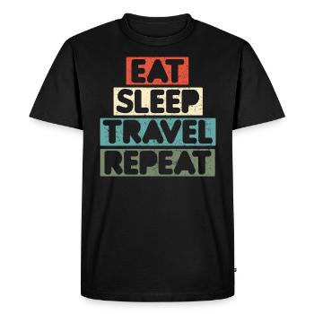 Manger sommeil répéter répéter - T-shirt Premium bio Homme - noir - Devant - Nico (187cm)