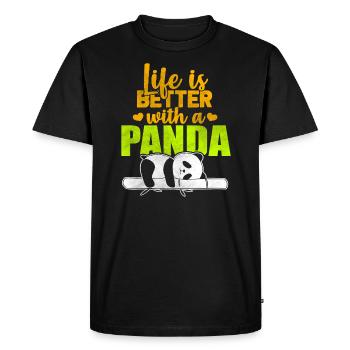 Cute Animals Funny Sayings Panda Pandas Bear - Men's Premium Organic T-Shirt - black - Front - Nico (187cm)