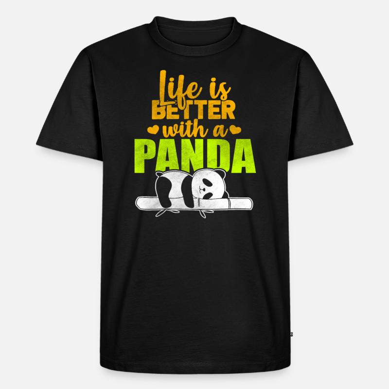 Panda - Männer Premium Bio T-Shirt - Schwarz