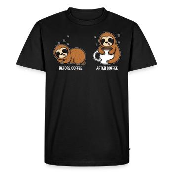 Café paresseux drôles d'animaux mignons - T-shirt Premium bio Homme - noir - Devant - Nico (187cm)