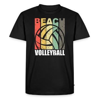 Beach Volleyball Beach Palms Holiday Sea - Men's Premium Organic T-Shirt - black - Front - Nico (187cm)