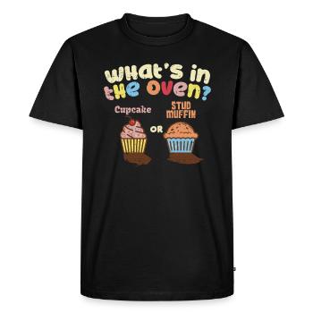 Baby: What's In The Oven? Cupcake Or Stud Muffin - Men's Premium Organic T-Shirt - black - Front - Nico (187cm)