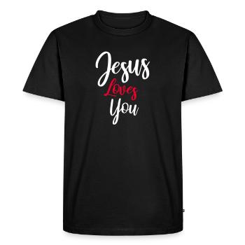 Jésus t’aime loves you cadeau sur la route - T-shirt Premium bio Homme - noir - Devant - Nico (187cm)