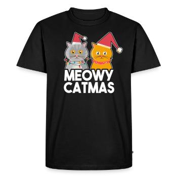 Chat de Noël chaton kitty chat ami - T-shirt Premium bio Homme - noir - Devant - Nico (187cm)