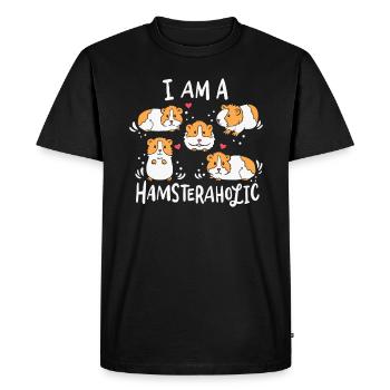 I Love Hamsters: Hamsteraholic - Men's Premium Organic T-Shirt - black - Front - Nico (187cm)