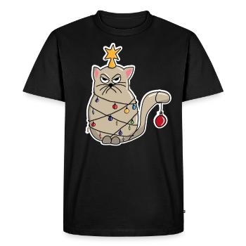 Lumières de chat de Noël - T-shirt Premium bio Homme - noir - Devant - Nico (187cm)