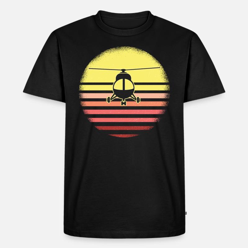Retro Helikopter Pilot - Männer Premium Bio T-Shirt - Schwarz