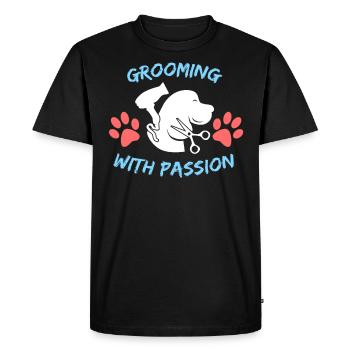 Toilettage avec un style de chien de passion - T-shirt Premium bio Homme - noir - Devant - Nico (187cm)