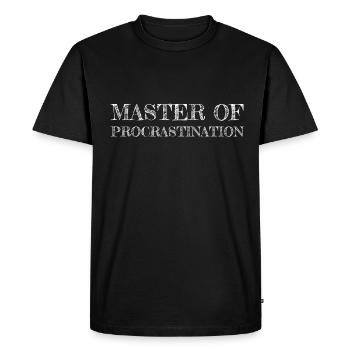 Maître de la procrastination - T-shirt Premium bio Homme - noir - Devant - Nico (187cm)