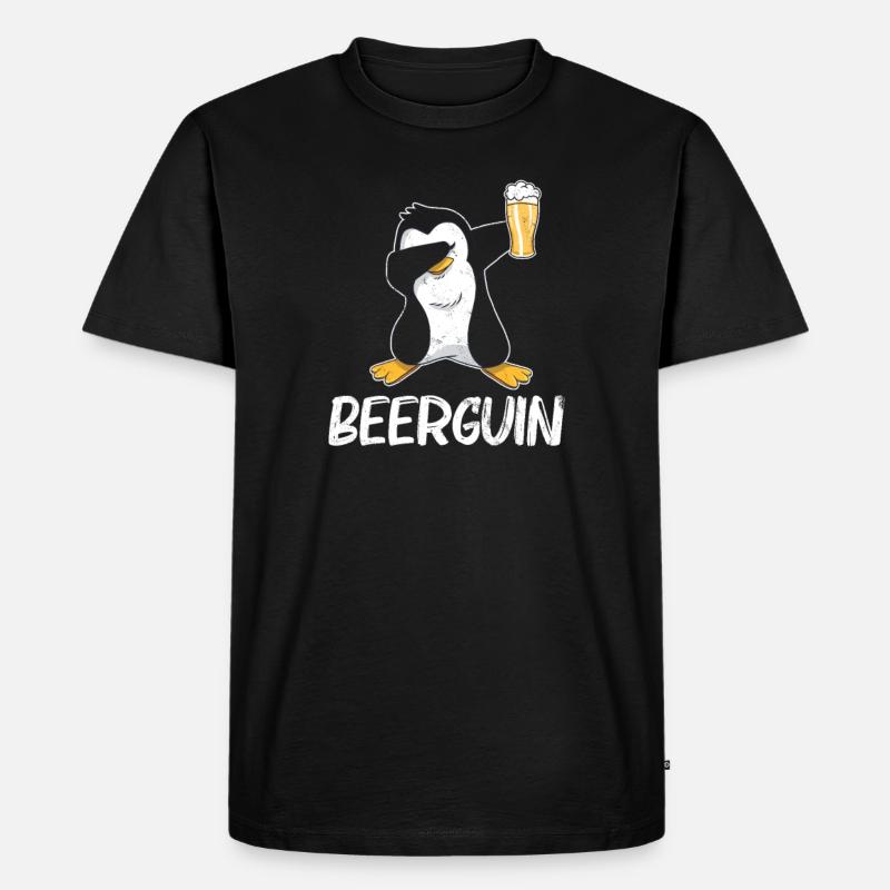 Pinguin Bier Biertrinker - Männer Premium Bio T-Shirt - Schwarz