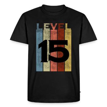 Niveau 15, Vintage Rétro 15 ans - T-shirt Premium bio Homme - noir - Devant - Nico (187cm)