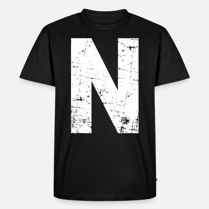 N Buchstabe - Männer Premium Bio T-Shirt - Schwarz