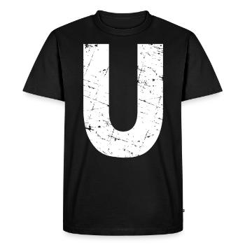 Lettre u - T-shirt Premium bio Homme - noir - Devant - Nico (187cm)