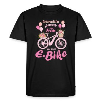 Dames E-Bike Vélo femme Vélo Pedelec - T-shirt Premium bio Homme - noir - Devant - Nico (187cm)