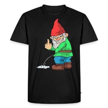 Cadeau de jardin d'attribution de doigt du milieu de nain de jardin - T-shirt Premium bio Homme - noir - Devant - Nico (187cm)