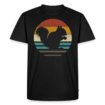 Écureuil avec noix Squirrel vintage rétro 80 - T-shirt Premium bio Homme - noir - Devant - Nico (187cm)