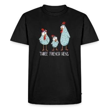 Trois french Hens Noël Chant de Noël - T-shirt Premium bio Homme - noir - Devant - Nico (187cm)