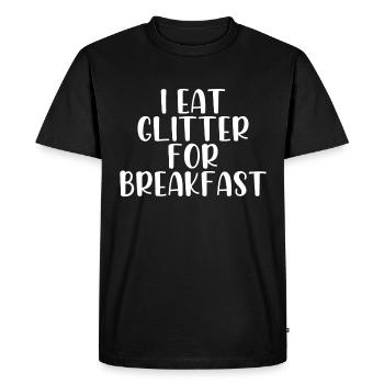 Je mange des paillettes pour le petit déjeuner - T-shirt Premium bio Homme - noir - Devant - Nico (187cm)