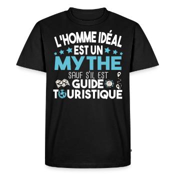 Guide touristique touriste cadeau métier humour - T-shirt Premium bio Homme - noir - Devant - Nico (187cm)