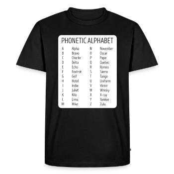 Avion Pilote Contrôleur aérien Phonetisches Alphabet - T-shirt Premium bio Homme - noir - Devant - Nico (187cm)