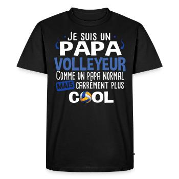 Papa père Volleyeur Volley Volleyball sport Noël - T-shirt Premium bio Homme - noir - Devant - Nico (187cm)