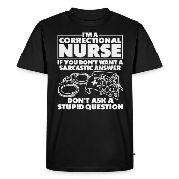 Correctional Nurse Nursing Prison Faciliity - Men's Premium Organic T-Shirt - black - Front - Nico (187cm)