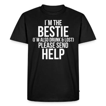 Im beie Im also drunk and lost please send help - Men's Premium Organic T-Shirt - black - Front - Nico (187cm)