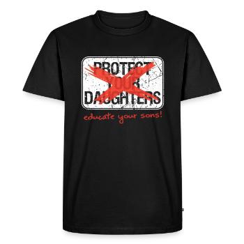 Educate Your Sons Strong Female Lead Quote - Men's Premium Organic T-Shirt - black - Front - Nico (187cm)