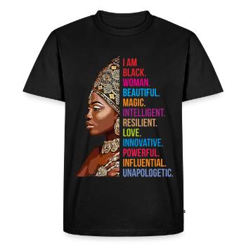 I AM BLACK WOMAN AFRO AMERICA - Men's Premium Organic T-Shirt - black - Front - Nico (187cm)