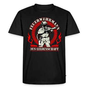 Feuerwehrmann Aus Leidenschaft Feuerwehr - Männer Premium Bio T-Shirt - Schwarz - Vorne - Nico (187cm)