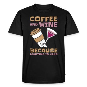 Coffee Wine Adulting Drinking Adult - Men's Premium Organic T-Shirt - black - Front - Nico (187cm)