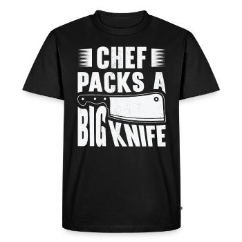 Chef Grand Couteau Coupant des repas de cuisson - T-shirt Premium bio Homme - noir - Devant - Nico (187cm)