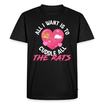 Rat Cuddling Rodent Cuddle Rat Lovers - Men's Premium Organic T-Shirt - black - Front - Nico (187cm)
