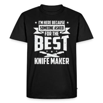 Couteau Auto Forgeron Damascus Steel - T-shirt Premium bio Homme - noir - Devant - Nico (187cm)